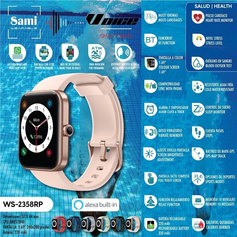 RELOJ SAMI WEARABLE SMARTBAND VOICE 5ATM CON ASISTENTE 1.69“ HD - M - RELOJ  SAMI WEARABLE SMARTBAND VOICE 5ATM CON ASISTENTE 1.69“ HD - M RELOJES  PEQUEÑO MOBILIARIO COMPLEMENTOS DE OFICINA